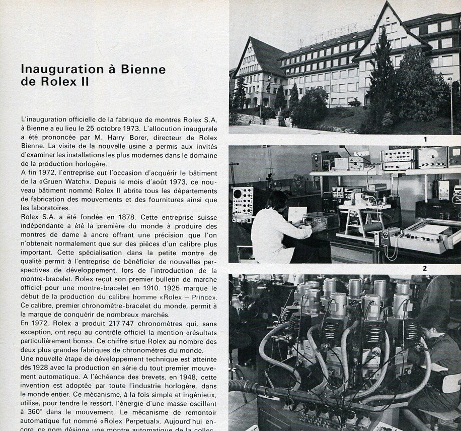 1974 Rolex Watch Company Inauguration a Bienne de Rolex II Switzerland Suisse