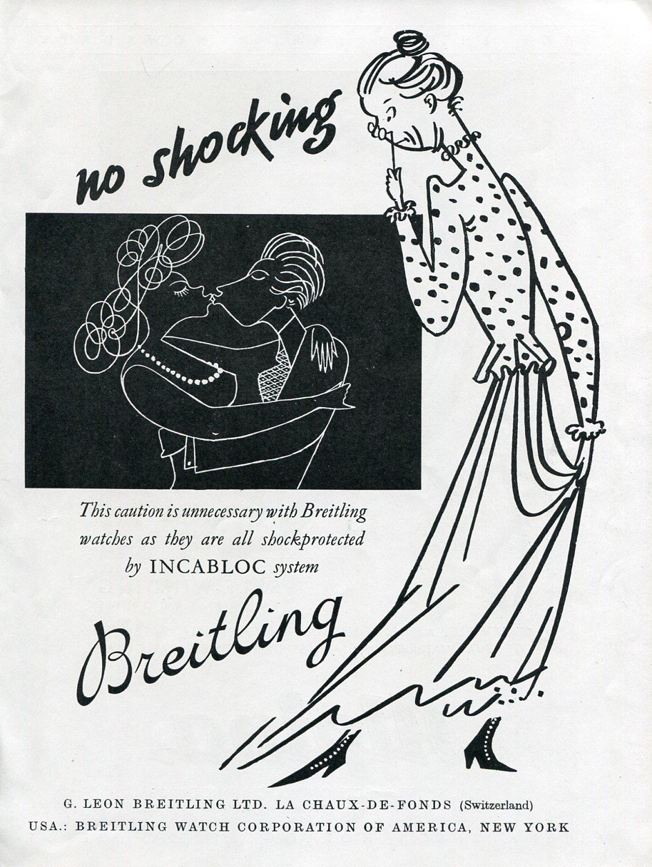 Original 1949 Breitling Incabloc No Shocking 1940's Swiss Print Ad Publicite Suisse Montres