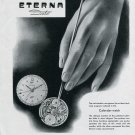 Original 1949 Eterna Watch Company Switzerland 1940s Swiss Print Ad Publicite Suisse Eterna Dato