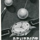 1949 Benedict Watch Company Switzerland Original 1940's Swiss Print Ad Suisse Publicite Montres