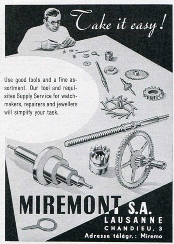 1949 Miremont SA Switzerland 1940s Swiss Print Ad Advert Suisse Publicite Horology