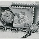 1949 Pierce Watch Company Switzerland Original 1940's Swiss Print Ad Publicite Suisse Montres