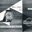 Vintage 1956 Mondia Watch Company Paul Vermot & Co SA Swiss Print Ad Publicite Suisse Montres