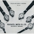 Vintage 1956 Neuchatel Watch Company Switzerland 1950's Swiss Print Ad Publicite Suisse Montres Vintage 1956 Neuchatel Watch Company Switzerland 1950's Swiss Print Ad Publicite Suisse Montres
