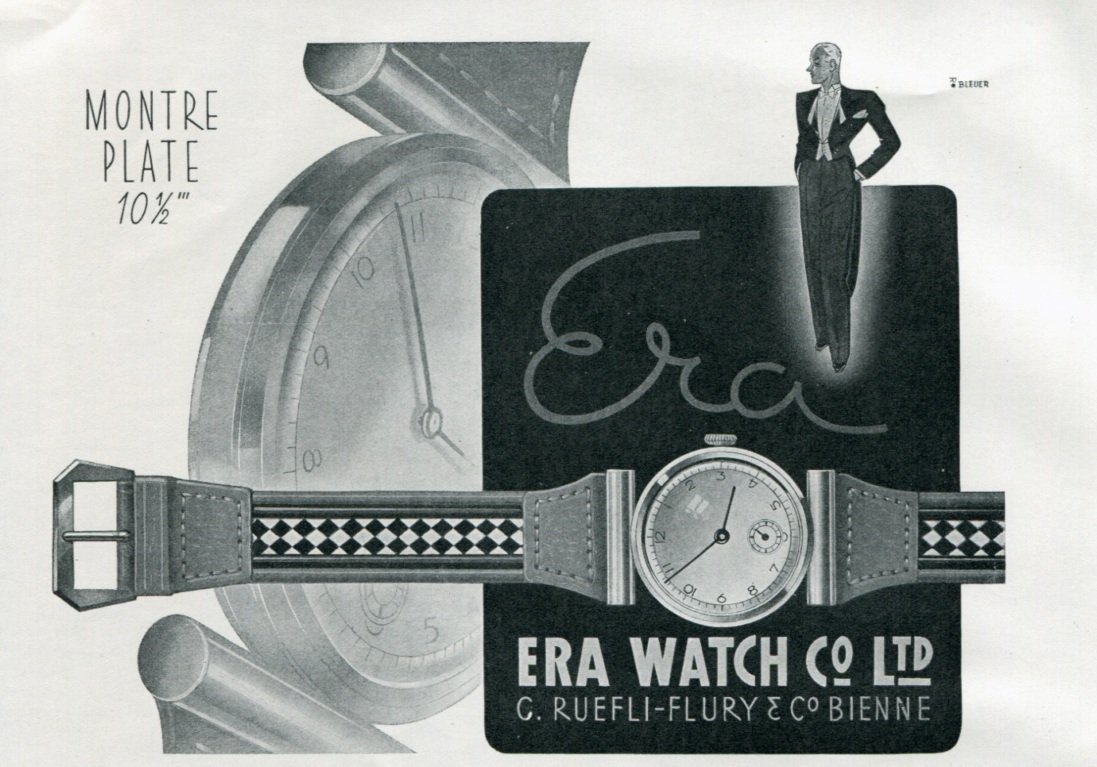 1940 Era C. Ruefli-Flury & Co Watch Company Swiss Print Ad Publicite Suisse Montres