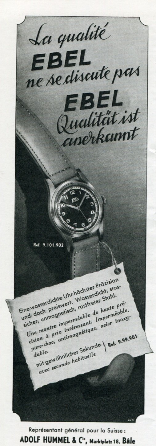 1945 Ebel Watch Company 1940's Swiss Print Ad Publicite Suisse Switzerland Suiza