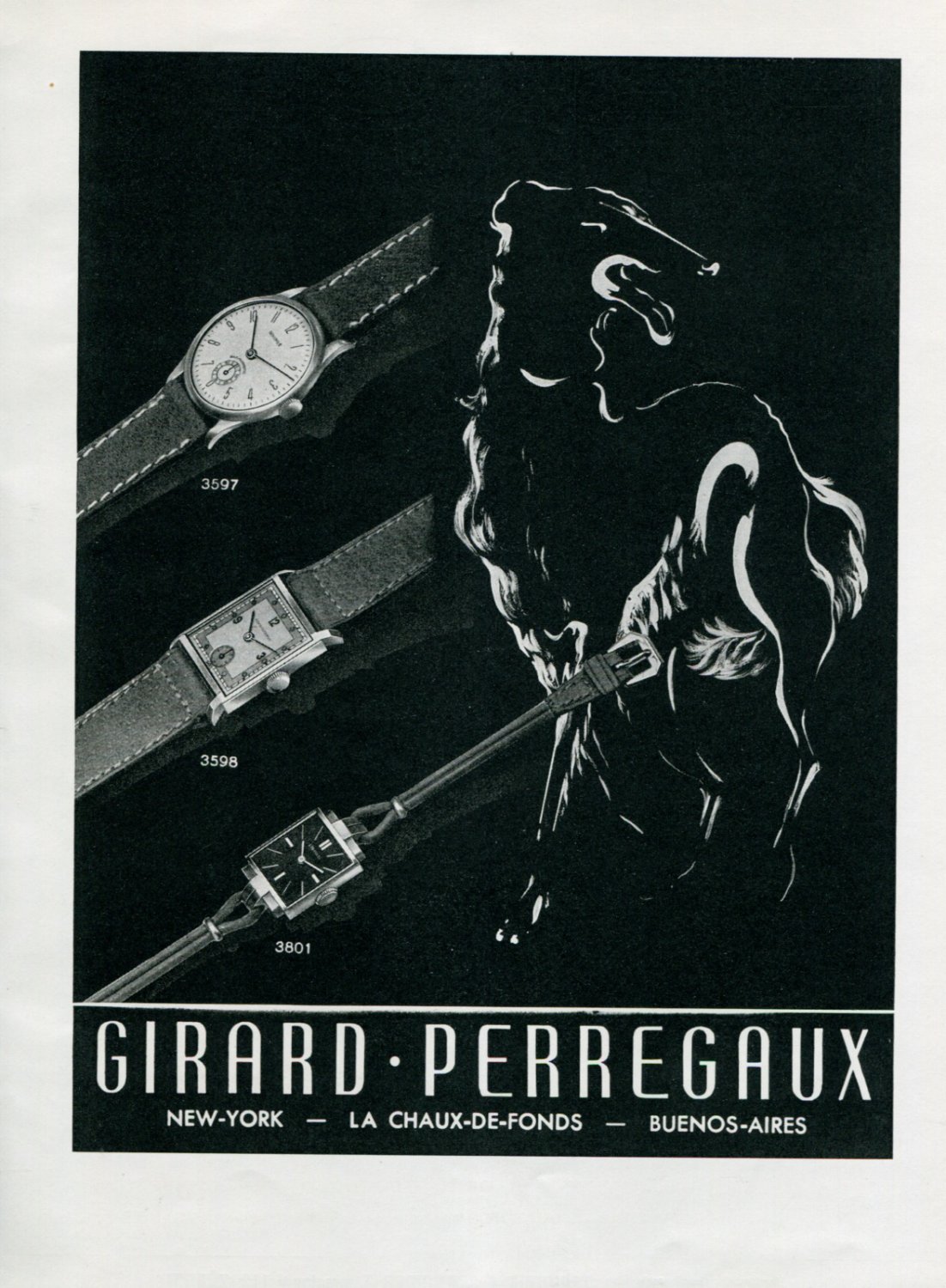 1945 Girard-Perregaux Watch Company Original 1940's Swiss Print Ad Publicite Suisse Montres Mimo