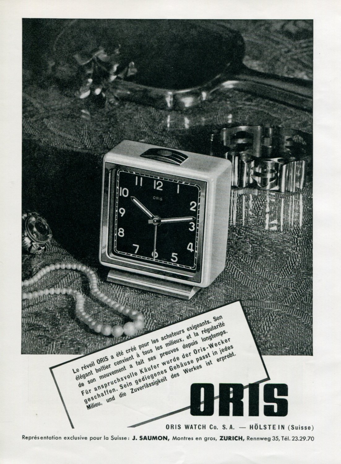 1945 Oris Watch Co. S.A. Switzerland Original 1940's Swiss Print Ad Suisse Publicite Schweiz