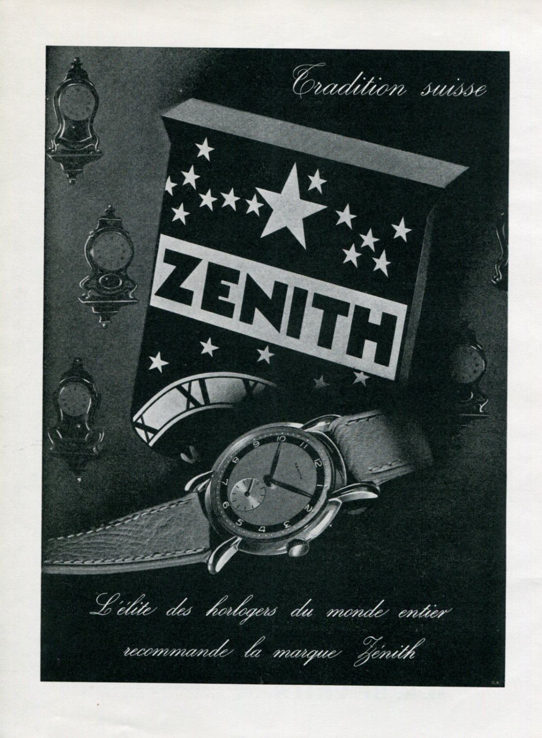 1945 Zenith Watch Company Original 1940s Swiss Print Ad Publicite ...