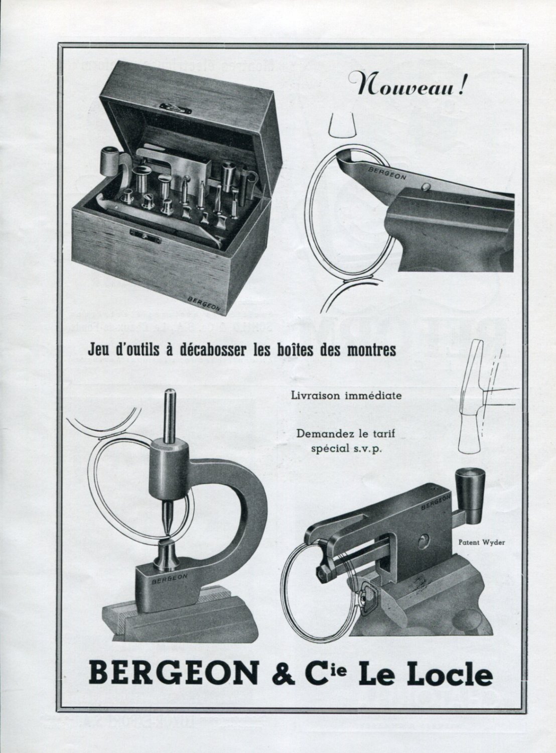 1946 Bergeon & Cie Switzerland 1940's Swiss Ad Advert Publicite Suisse Schweiz Horology
