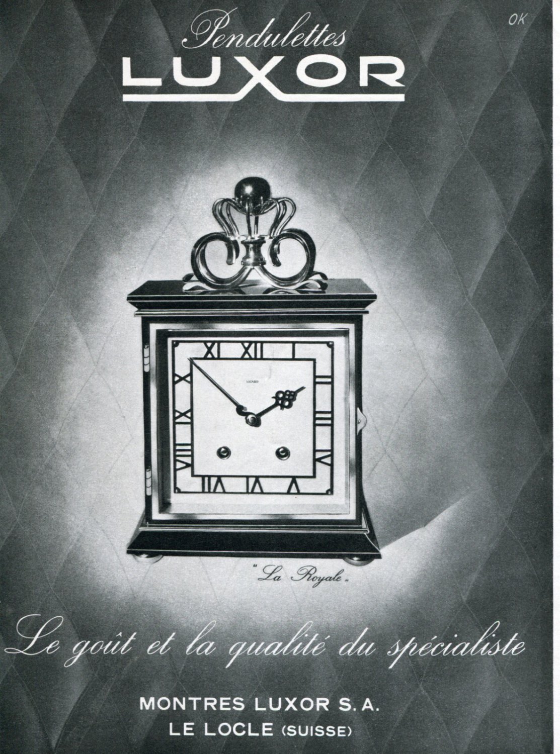 1946 Luxor Clock Company Montres Luxor SA Original Swiss Print Ad Publicite Suisse Schweiz