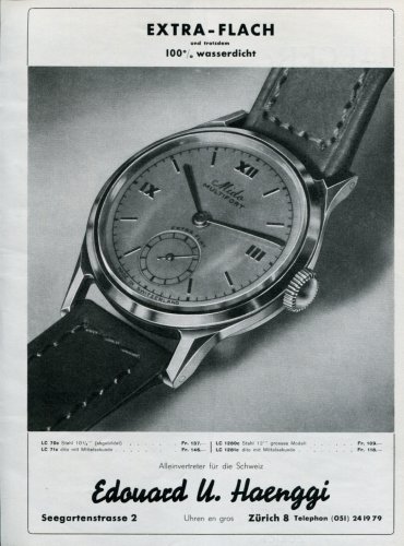 1946 Mido Watch Company Original 1940 s Swiss Print Ad Publicite