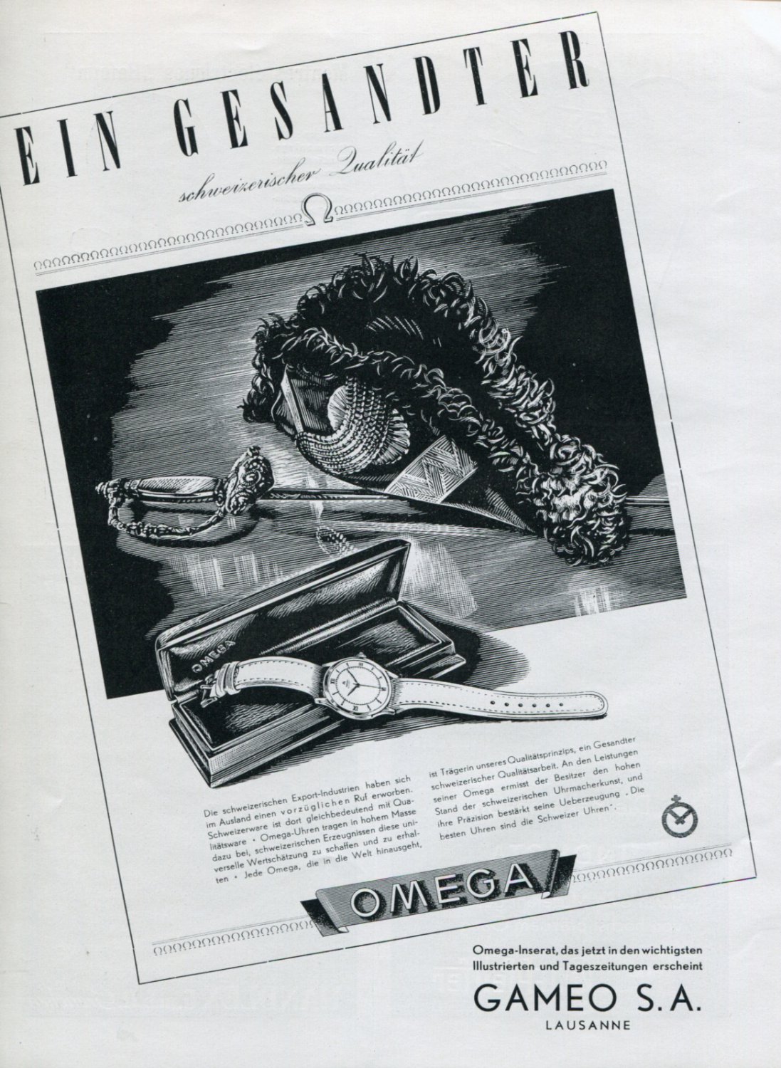 1946 Omega Watch Company Ein Gesandter Schweizerischer Qualitat Swiss Ad Publicite Suisse Schweiz