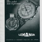 1945 Lemania Lugrin S.A. Watch Company Vintage Swiss Print Ad Publicite Suisse Montres Schweiz