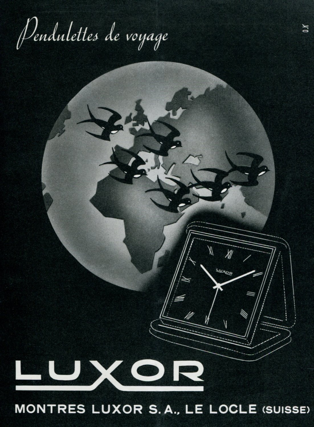 1945 Montres Luxor SA Clock Company Switzerland Swiss Print Ad Publicite Suisse Schweiz