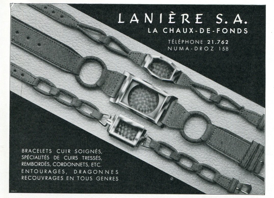 1939 Laniere S.A. Switzerland 1930's Swiss Print Ad Advert Publicite Suisse Horology