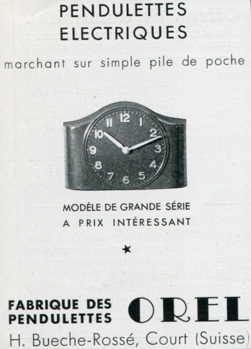 1939 Orel H. Bueche-Rosse Fabrique des Pendulettes Swiss Print Ad Publicite Suisse