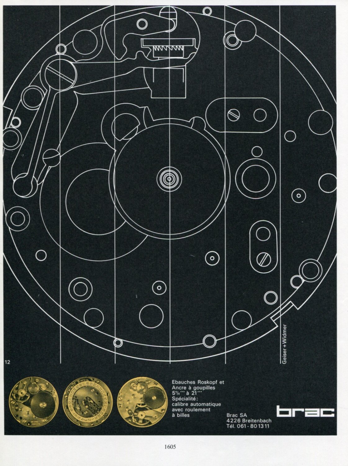 1969 Brac S.A. Breitenbach Swiss Print Ad Publicite Suisse Horlogerie Horology Switzerland