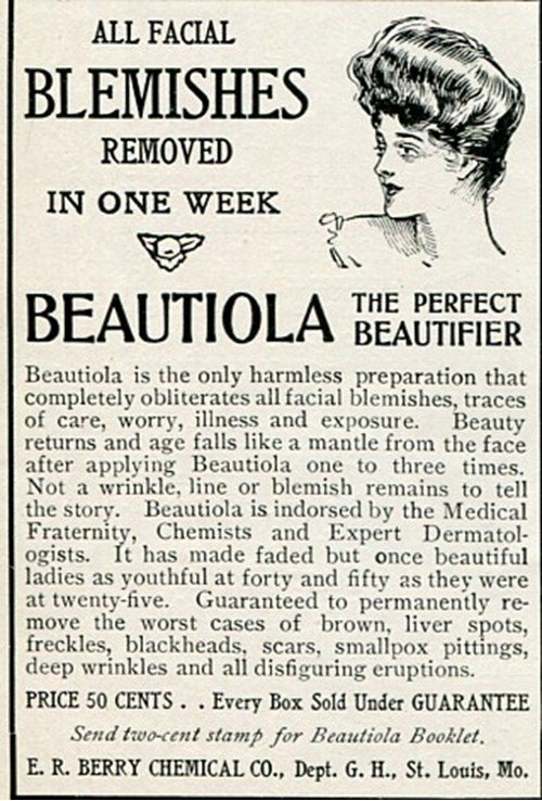 Original 1905 Beautiola E R Berry Chemical Co St Louis MO Early 1900's Magazine Ad Advertisement