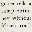 Original 1905 Ad for Macbeth Lamp Chimney Co Pittsburgh PA Early 1900's Magazine Ad