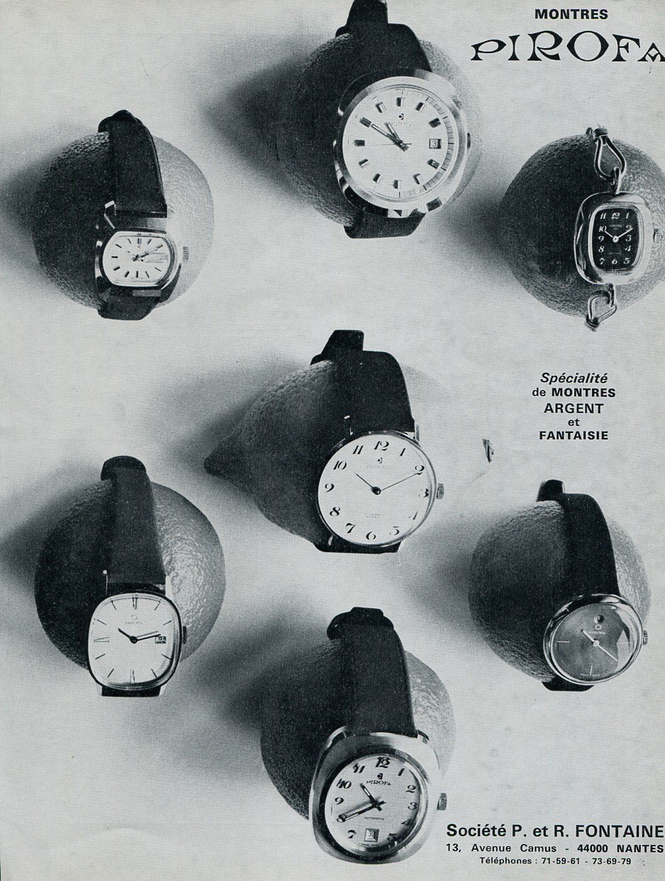 Montres Pirofa Societe P et R Fontaine France 1975 French Ad Advert Publicite