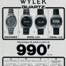 Wyler Watch Company Wyler France SA 1975 French Ad Publicite Montres Quartz