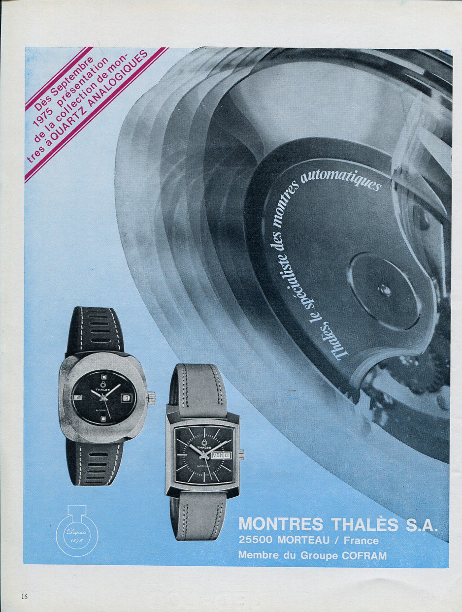 Montres Thales SA Watch Company France 1975 French Ad Advert Publicite Cofram