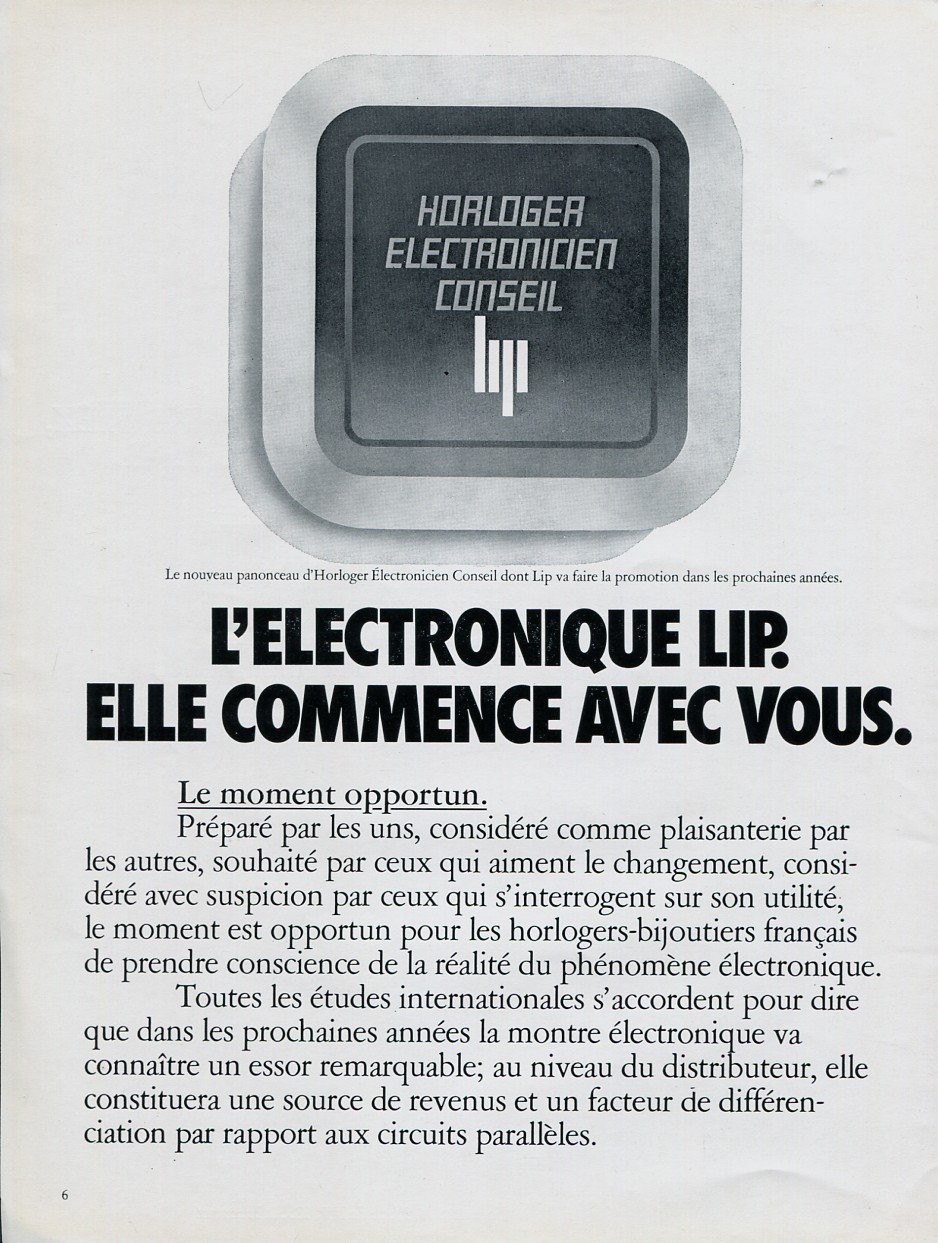 Lip Horloger Electronicien Conseil Lip 1975 French Ad Advert Publicite Montres