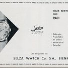 1960 Selza Watch Co SA Bienne Switzerland Swiss Print Ad Advert Publicite Suisse Montres