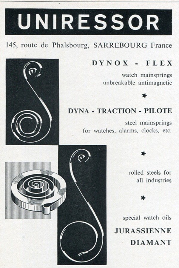 Uniressor Sarrebourg France Vintage 1960 Swiss Print Ad Publicite Horology Horlogerie