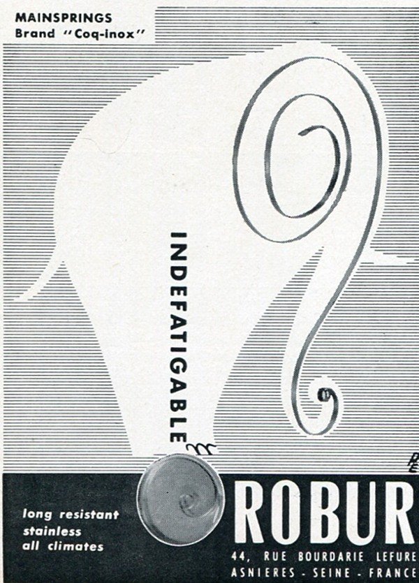 Robur Coq-Inox France Vintage 1960 Swiss Print Ad Suisse Publicite Horlogerie Horology