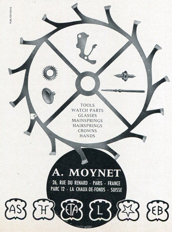 A. Moynet Vintage 1960 Swiss Print Ad Suisse Publicite Horology Horlogerie