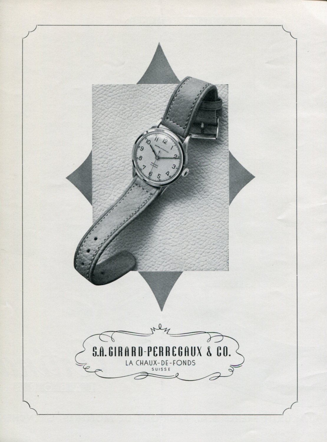 S.A. Girard-Perregaux & Co. Switzerland Original 1946 Swiss Print Ad Publicite Suisse Montres