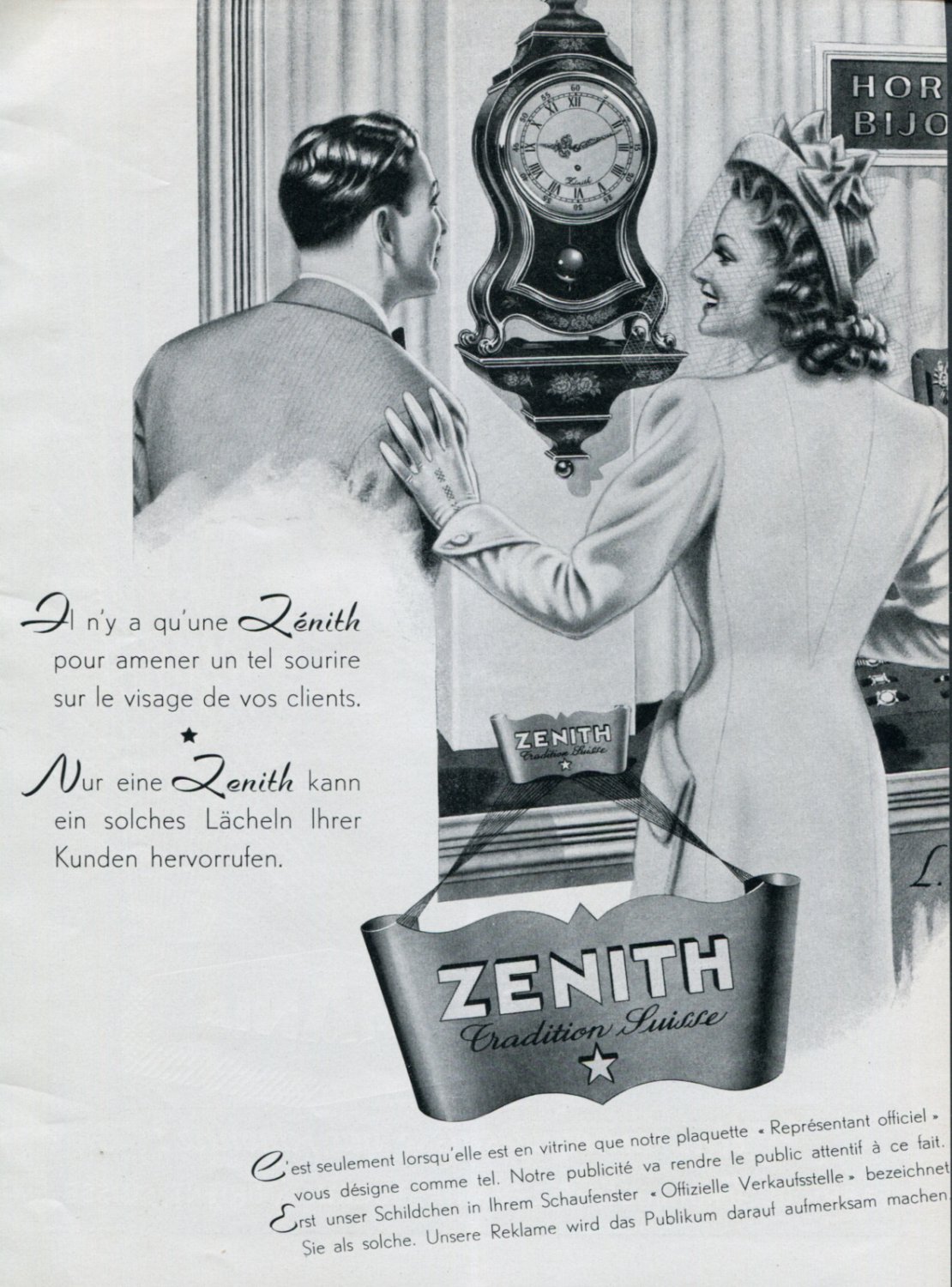 Zenith Watch Co Switzerland Vintage 1946 Swiss Print Ad Publicite Suisse Montres Schweiz