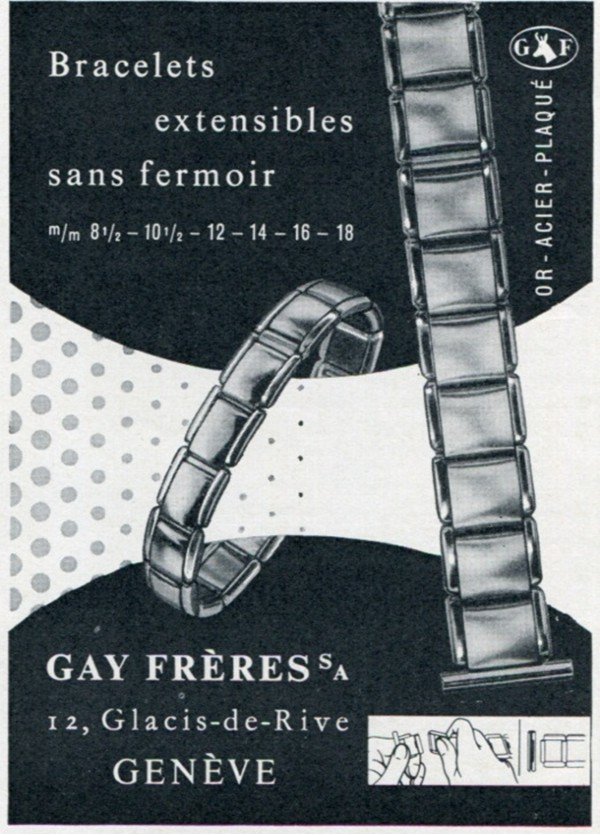 Gay Freres SA Switzerland Vintage 1956 Swiss Print Ad Suisse Publicite Horology Horlogerie