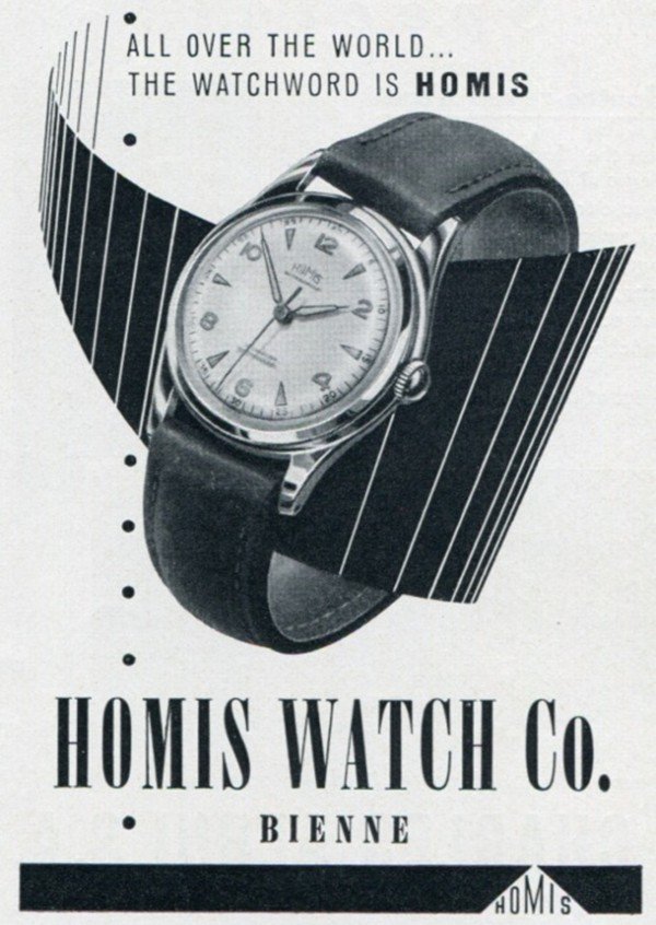 Homis Watch Company Switzerland Vintage 1956 Swiss Print Ad Advert Publicite Suisse Montres