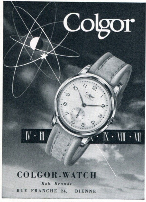 Colgor Watch Company Rob Brandt Switzerland Vintage 1956 Swiss Print Ad ...