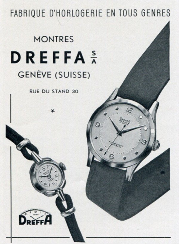 Dreffa Watch Company Switzerland Vintage 1956 Swiss Print Ad Publicite Suisse Montres Suiza