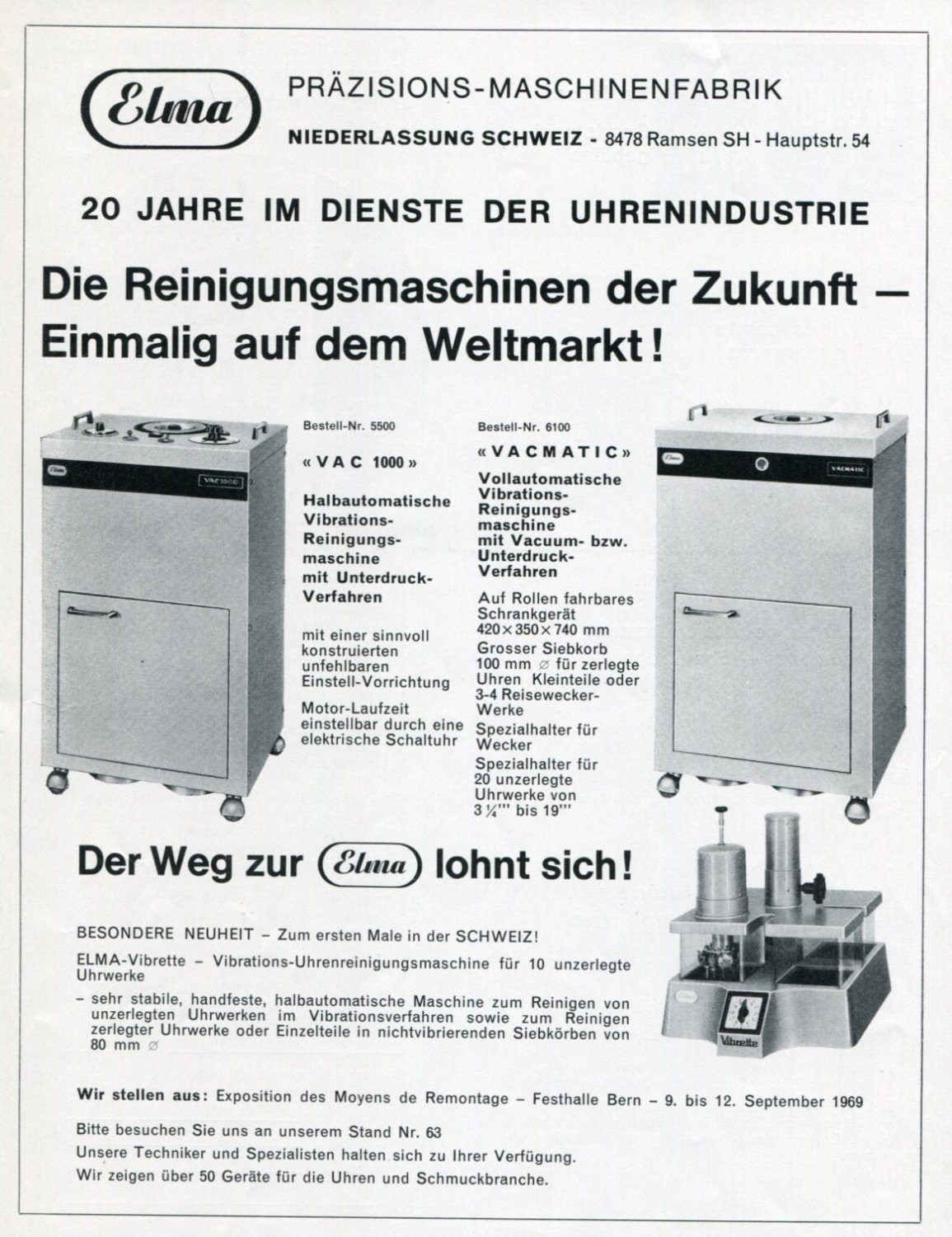 1969 Publicite Elma Machine Co Switzerland Swiss Print Ad Advert Suisse Schweiz