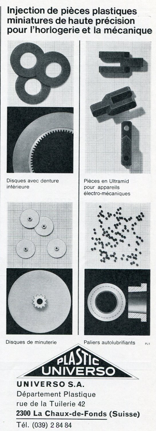 Vintage 1969 Universo SA Switzerland Swiss Print Ad Publicite Suisse Horlogerie Horology