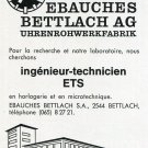 Vintage 1969 Ebauches Bettlach AG Employment Advert Publicite Suisse Schweiz Swiss Print Ad