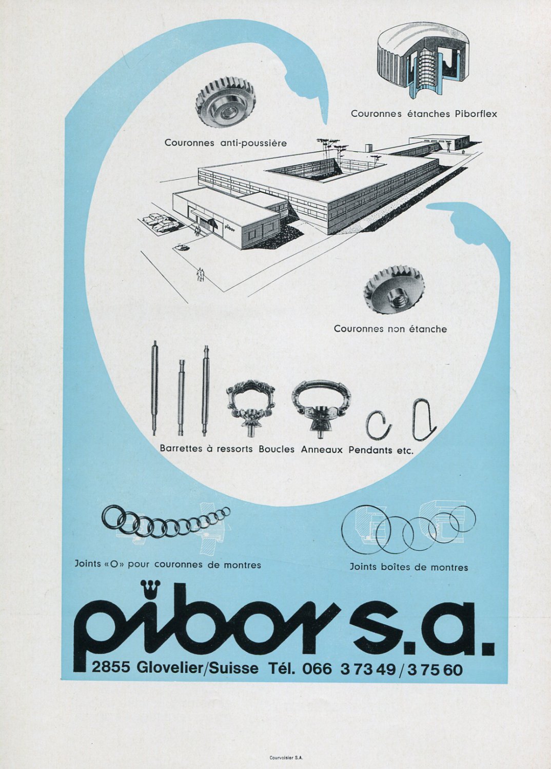 1969 Pibor SA Switzerland Swiss Print Ad Publicite Suisse Horlogerie Horology