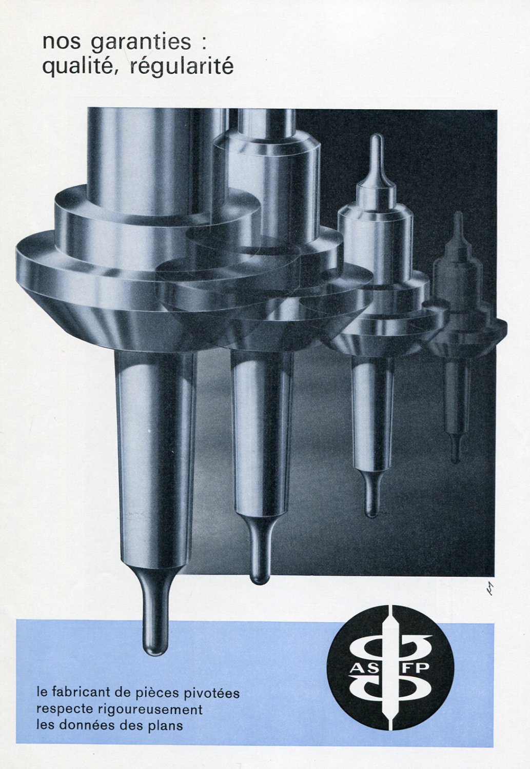 1969 ASFP Fabricant de Pieces Pivotees Publicite Suisse Swiss Print Ad Horology