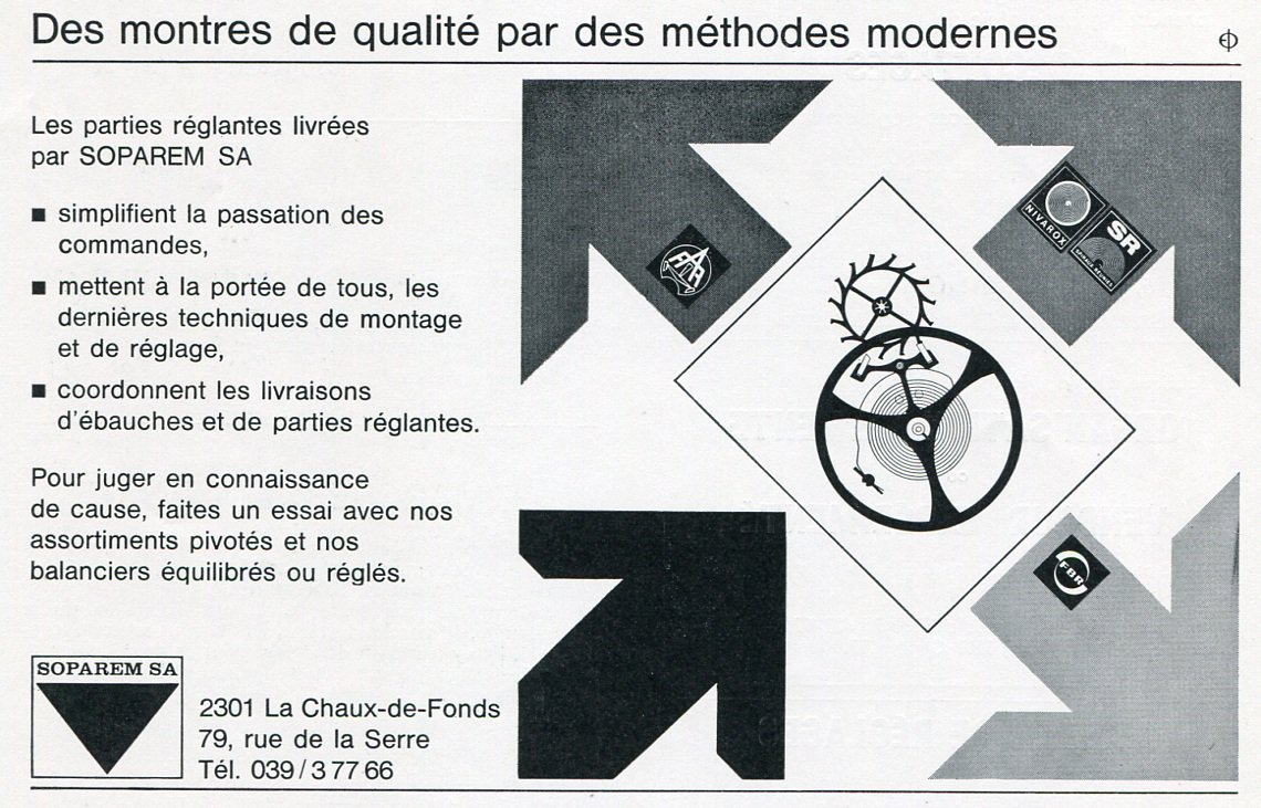 1969 Soparem SA Switzerland Publicite Suisse Vintage 1960s Swiss Print Ad Horology
