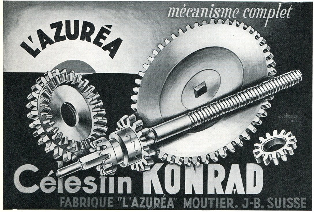 Celestin Konrad L'Azurea Publicite Suisse Vintage 1969 Swiss Print Ad Horology Horlogerie