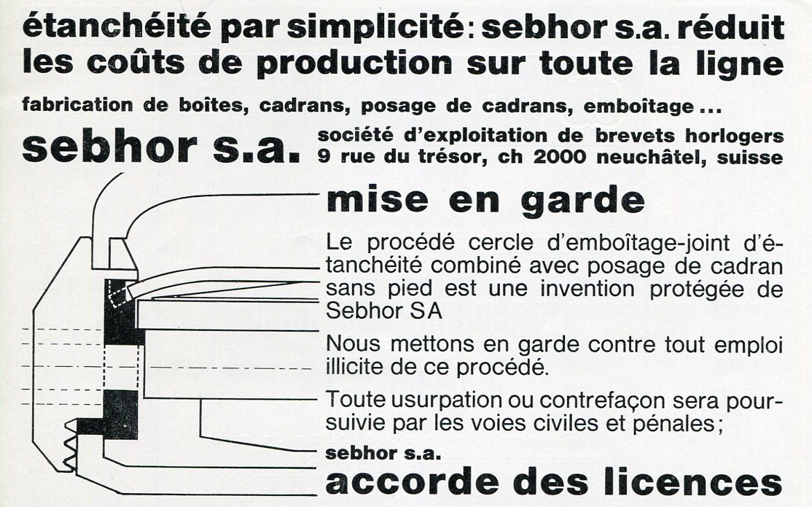 Vintage1969 Sebhor SA Switzerland Publicite Suisse Swiss Print Ad Horology Horlogerie