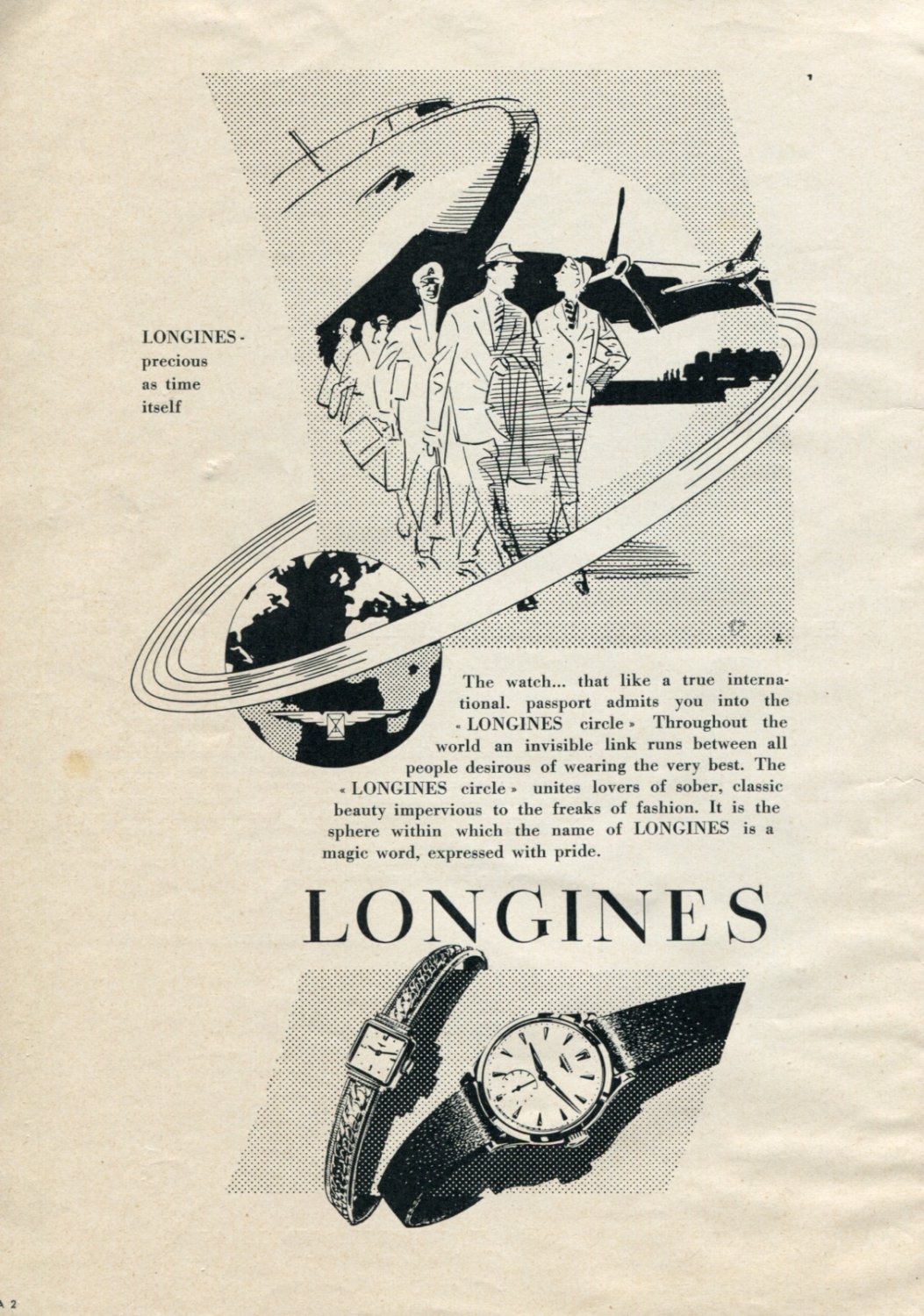 Vintage 1953 Longines Precious As Time Itself Swiss Print Ad Publicite Suisse Montres Switzerland
