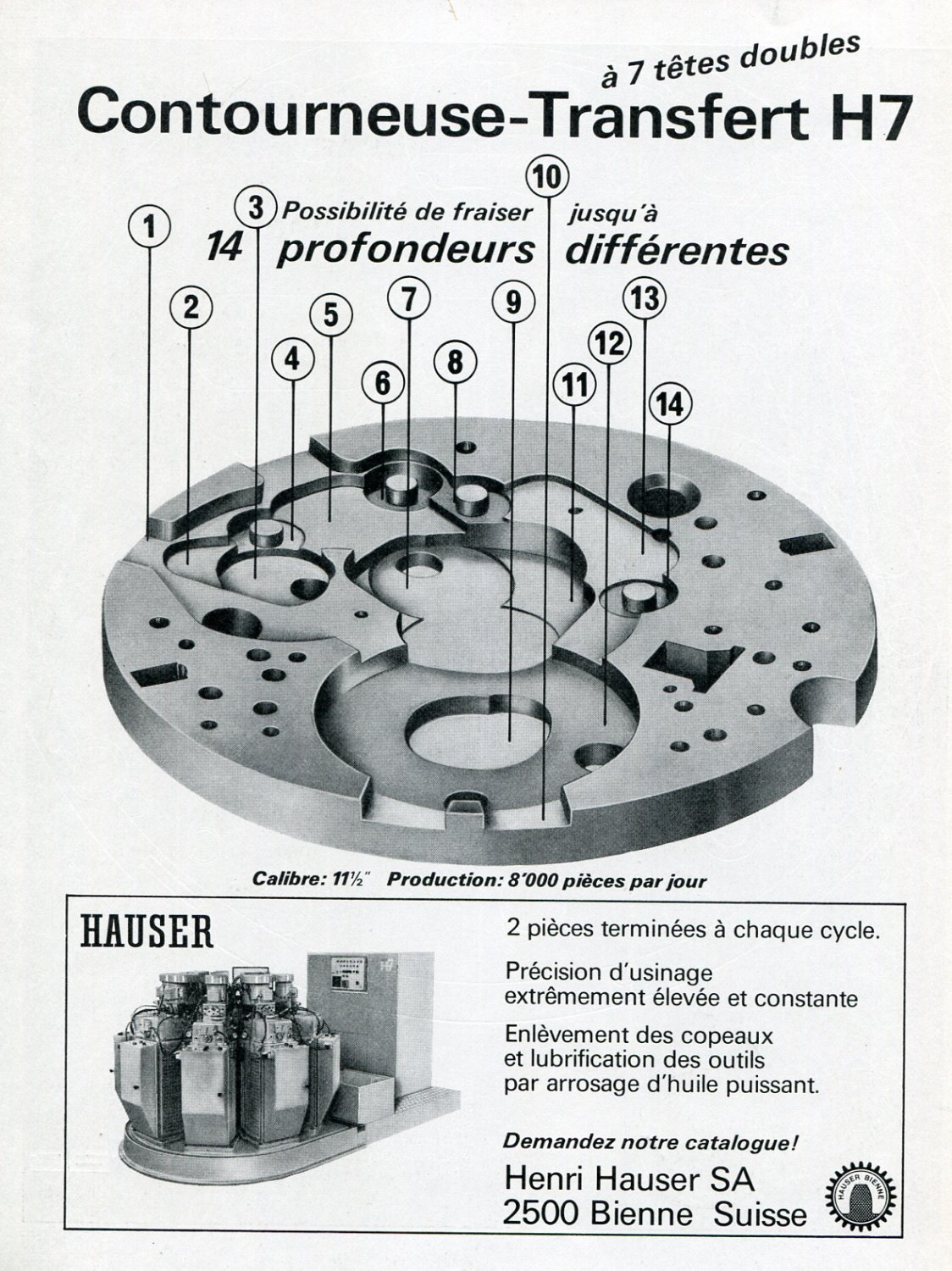 Vintage 1969 Henri Hauser SA Publicite Contourneuse-Transfert H7 Magazine Advert