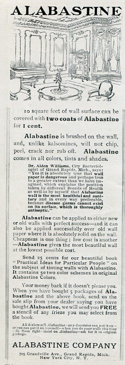 1905 Alabastine Company Grand Rapids MI NYC Wall Tint Early 1900's Vintage Print Ad Advert