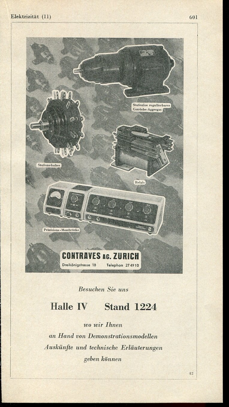 Vintage 1947 Contraves AG Zurich Swiss Print Ad Publicite Suisse Schweiz Switzerland
